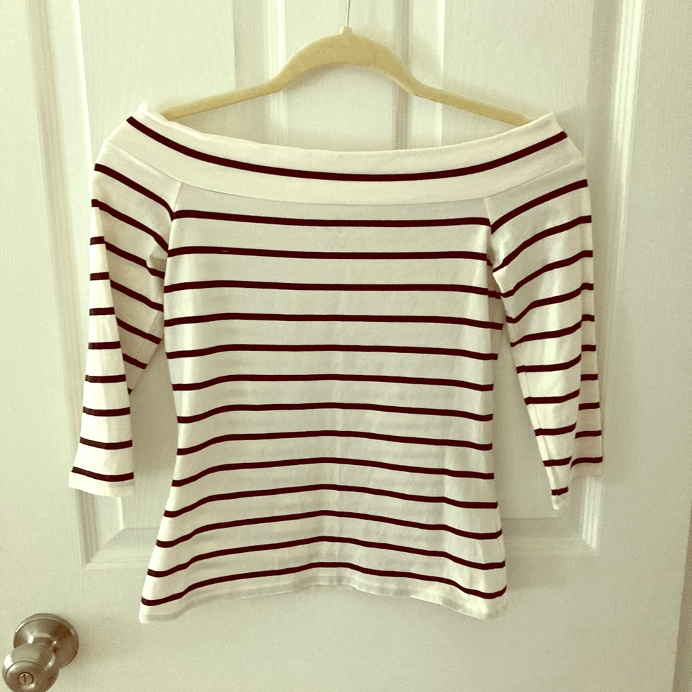 LOFT Black and White Off the Shoulder Top, XXSP